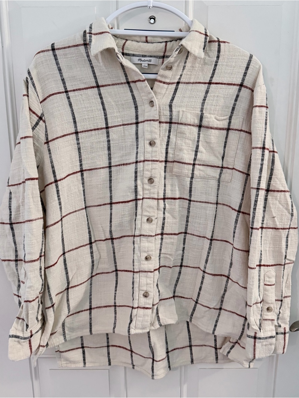 Madewell Ex-Boyfriend Shirt L | Windowpane Plaid Oversized